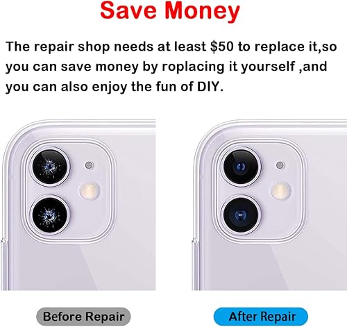 Miniatura 4 de Reemplazo de lente de cristal de la cámara trasera original OEM para iPhone 11 con adhesivo preinstalado incluye herramientas de reparación conjunto