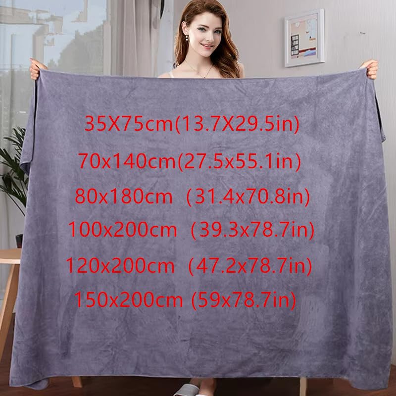 Generico Telo Doccia Grande Asciugamano da bagno in microfibra spessa, morbido, ad alto assorbimento e asciugatura rapida, telo spiaggia(Lake blue,150x200cm)