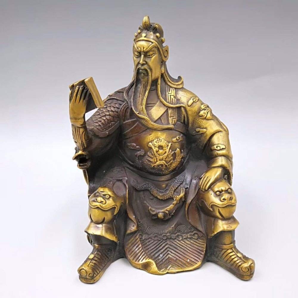 Statue Guan Yu en laiton doré pour une décoration intérieure raffinée