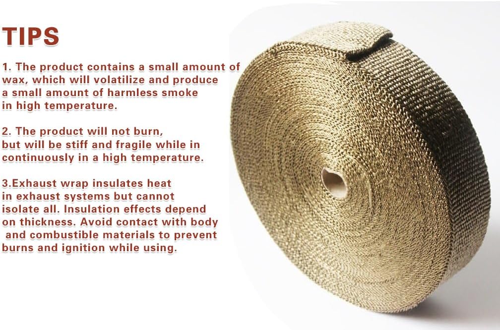 ledaut 2"x 100'titanium exhaust heat wrap for car & motorcycle exhaust tape with stainless ties 2 inches x 100 feet roll