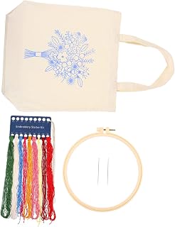 1 Conjunto De Bolsa De Lona Bordada Sacolas Femininas Sacola De Mercearia Sacolas Para Kits Iniciantes De Bordado Feminino Bolsa Bordada À Mão Bolsa Feminina Bolsa Grande