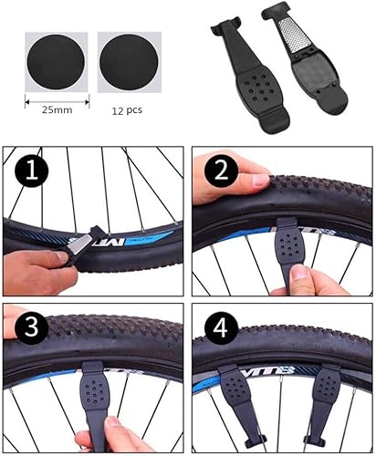 Miniatura 6 de Kit de herramientas de reparación de neumáticos de bicicleta, bolsa de haz delantero y mini bomba de bicicleta y multifunción 16 en 1, palanca de