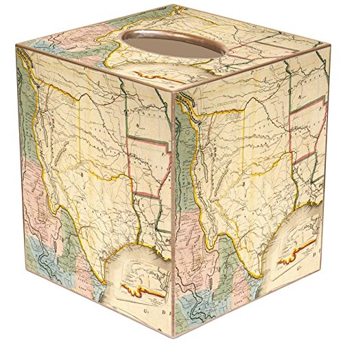 South Central States Map Paper Mache Tissue Box Cover