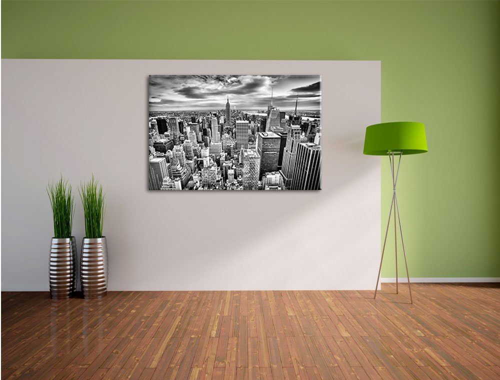 Pixxprint Skyline von New York, Größe: 120x80cm, Leinwandbild, fertig gespannt, Wandbild, Dekoration, Kunstdruck, kein Poster