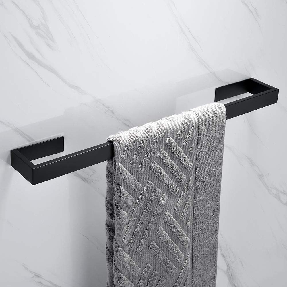 Portasciugamani autoadesivo moderno in acciaio inox SUS 304, finitura nera, per bagno e cucina, nessuna installazione a vite necessaria