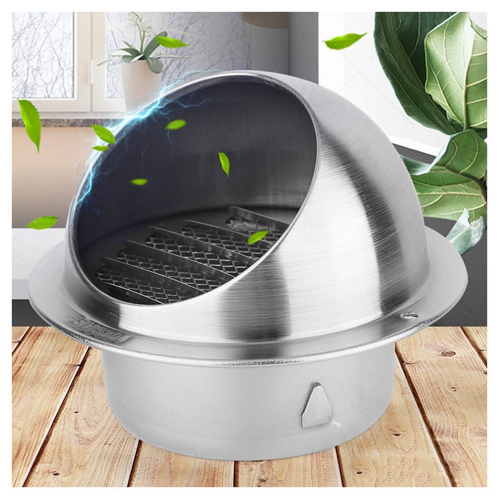 Wall-Mounted Bull-Nose Ventilation Cap, Round Drawing Stainless Steel Windproof Rainproof Exhaust Pipe Wind Cap,Louvers Chimney Wind Cap,80mm-image-43