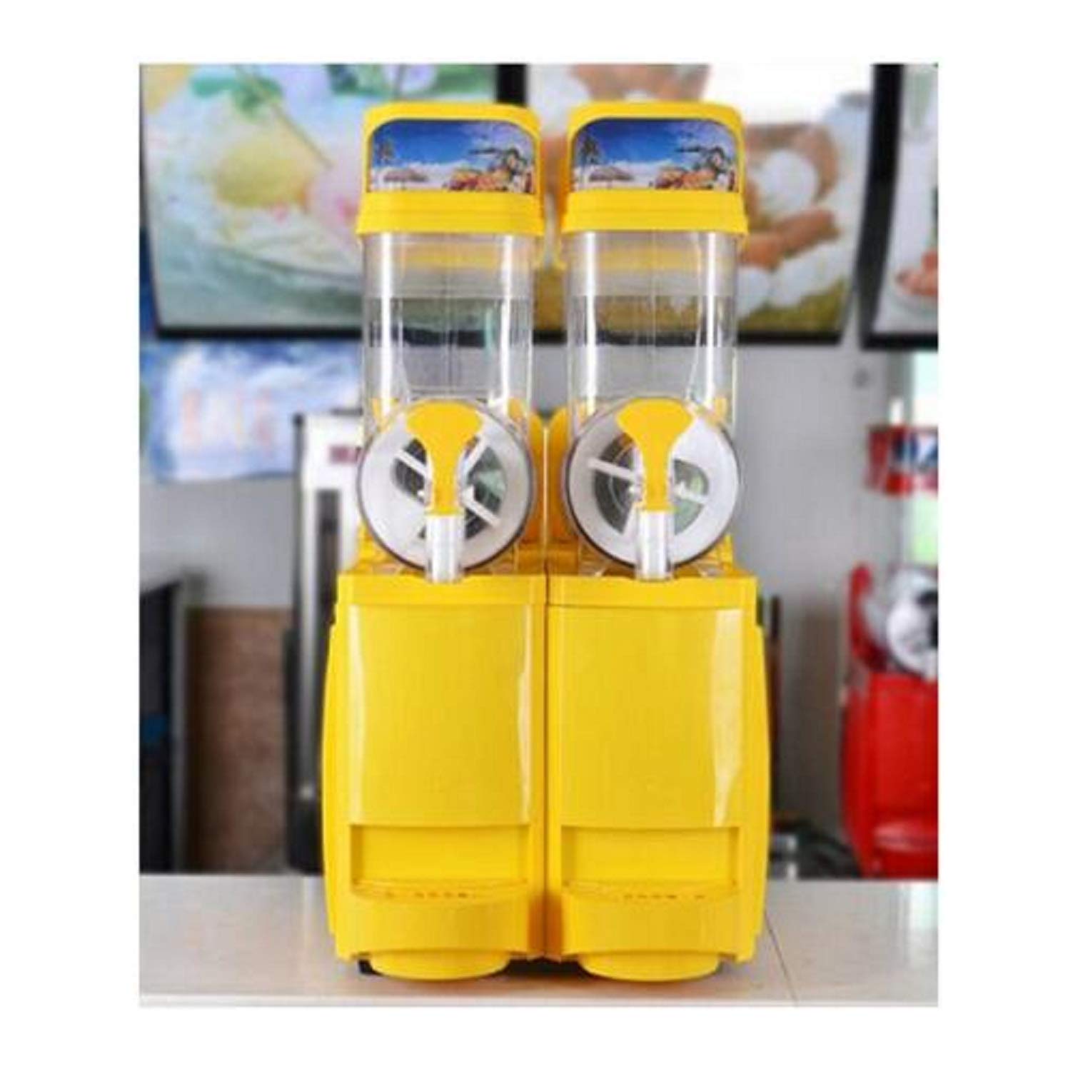 Frozen Drink Machine 2X15L Slush Machine ice Slushie Machine(220V/50HZ,Yellow)