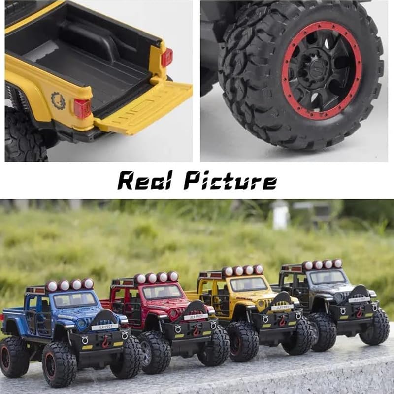 Image of Kids Model 1:32 Rubicon Die Cast Metal Car Pull Back Action Opening Doors with Realistic Engine Sound Lights Toy Car Gift for Boys - Red