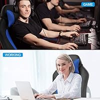 Vista 39 de Silla de oficina de piel sintética, silla de juegos de escritorio, respaldo alto, altura ajustable, silla de computadora con soporte lumbar trasero