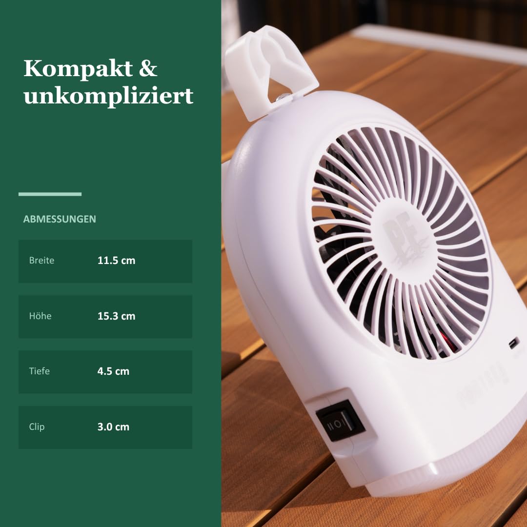Lucca - Ventilador portátil USB silencioso para tienda de campaña, al aire libre, viajes y viajes, compatible con banco de energía