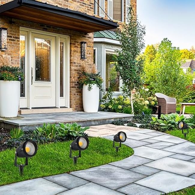 Landscape Lighting, 5W Spotlight Outdoor, 3000K Warm White LED Outdoor Spot Lights for Yard, IP65 Waterproof Outdoor Lighting, Garden Lights for Outside with Aluminum Case, 2 Pack