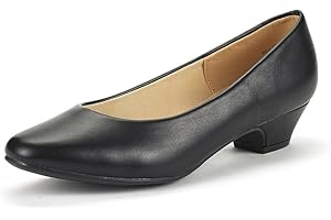 DREAM PAIRS Women's Mila Closed Toe Low Chunky Heel Pump Shoes