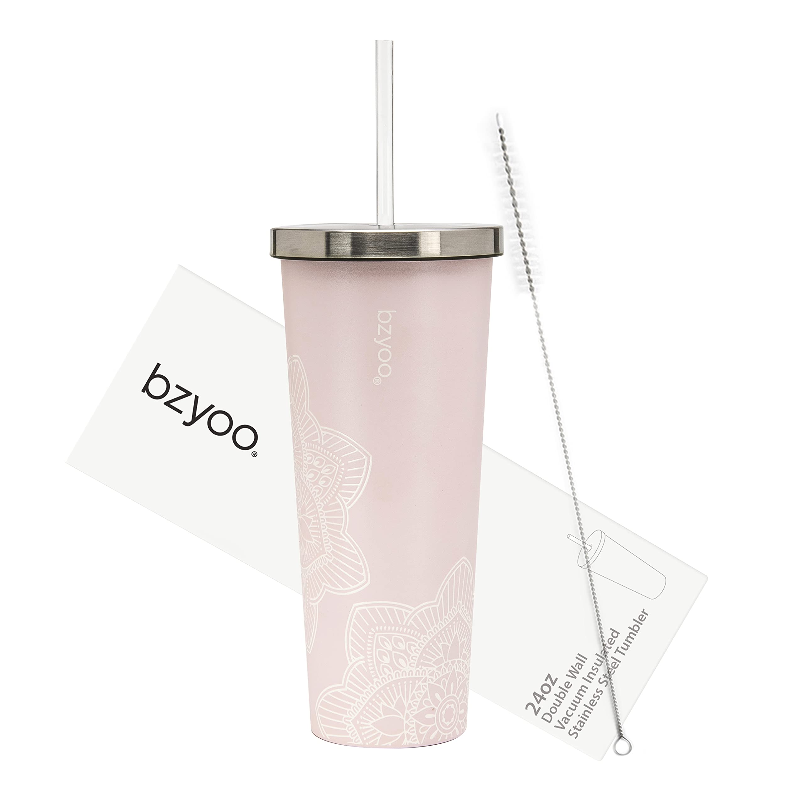 bzyoo SUP Double Wall Vacuum Insulated Tumbler with Straw and Lid Stainless Steel Water Bottle Cold Drink Travel Mug Cup, Valentines Gifts For Him &