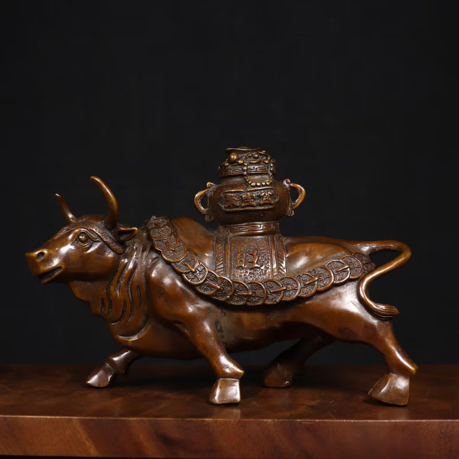 Dytartzx Stock Market Bull Bronze Bull Statue Head held high Home Office feng Shui Wealth Cattle