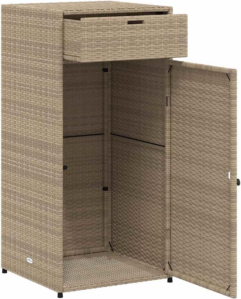 Garden Storage Cabinet Beige PE Rattan Large Outdoor Furniture Storage Boxes