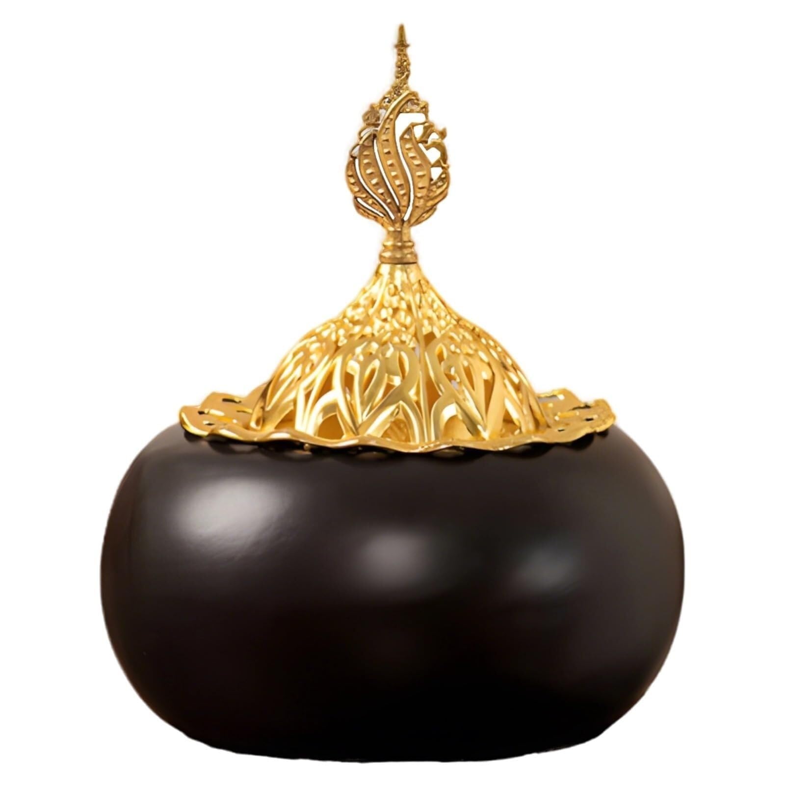 Black Arabian Ceramic Incense Burner – Vintage Bakhoor Holder – Middle Eastern Aromatherapy Diffuser for Home & Office
