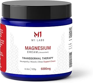 6000mg Magnesium Topical Cream – 4.3 oz Unscented & Fast-Absorbing Magnesium Chloride Cream for Neuropathy, Muscle & Sleep Support – Paraben-Free, Non-GMO for Relaxation, Support & Hydration