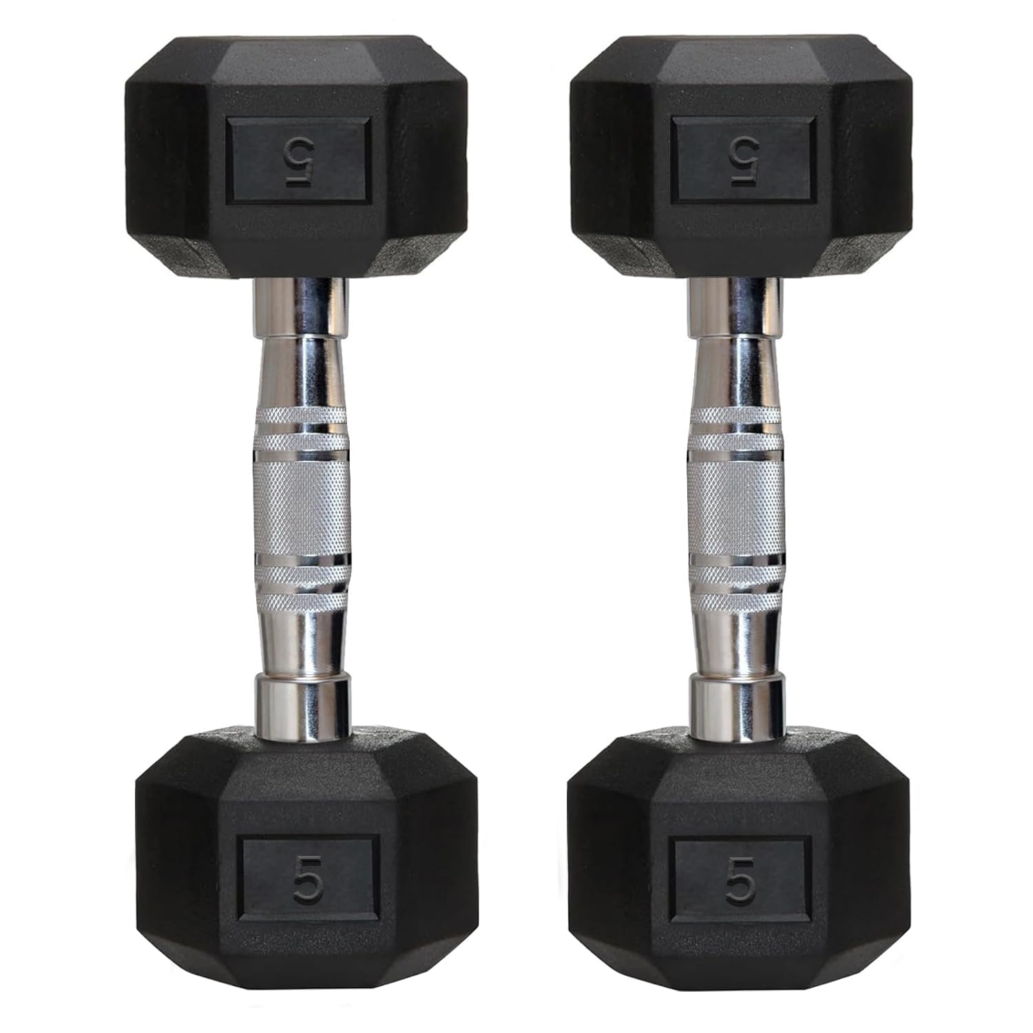 Pair Of Rubber Coated Hexa Dumbbell Set For Men & Women Professional Exercise Hex Dumbbells For Full Body Workout,(5 Kg Pair),Black-image-19