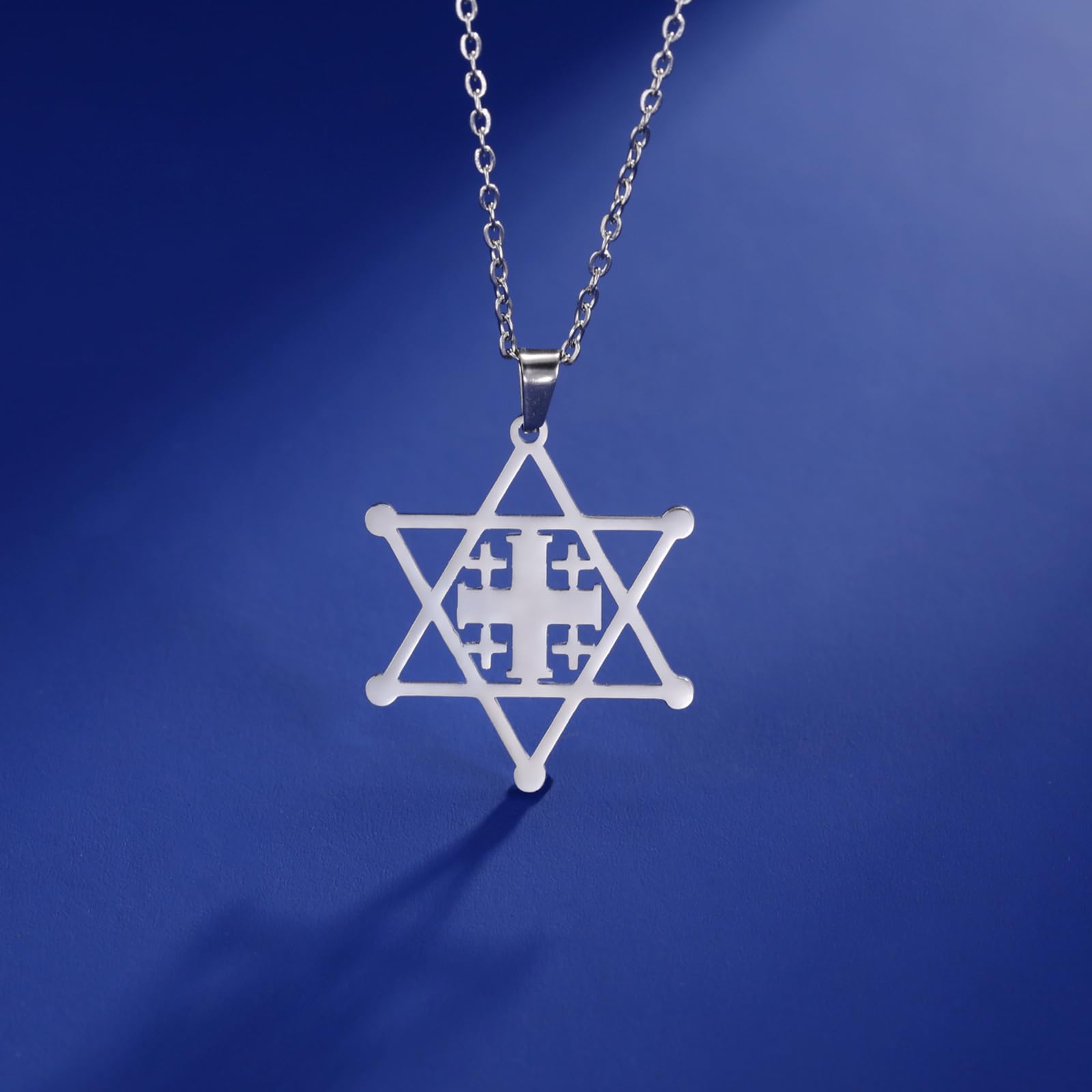 Collana Stella di David per donna Ciondolo esagonale ebraico classico in acciaio inossidabile con collane a croce Gioielli Isaia Amuleto religioso