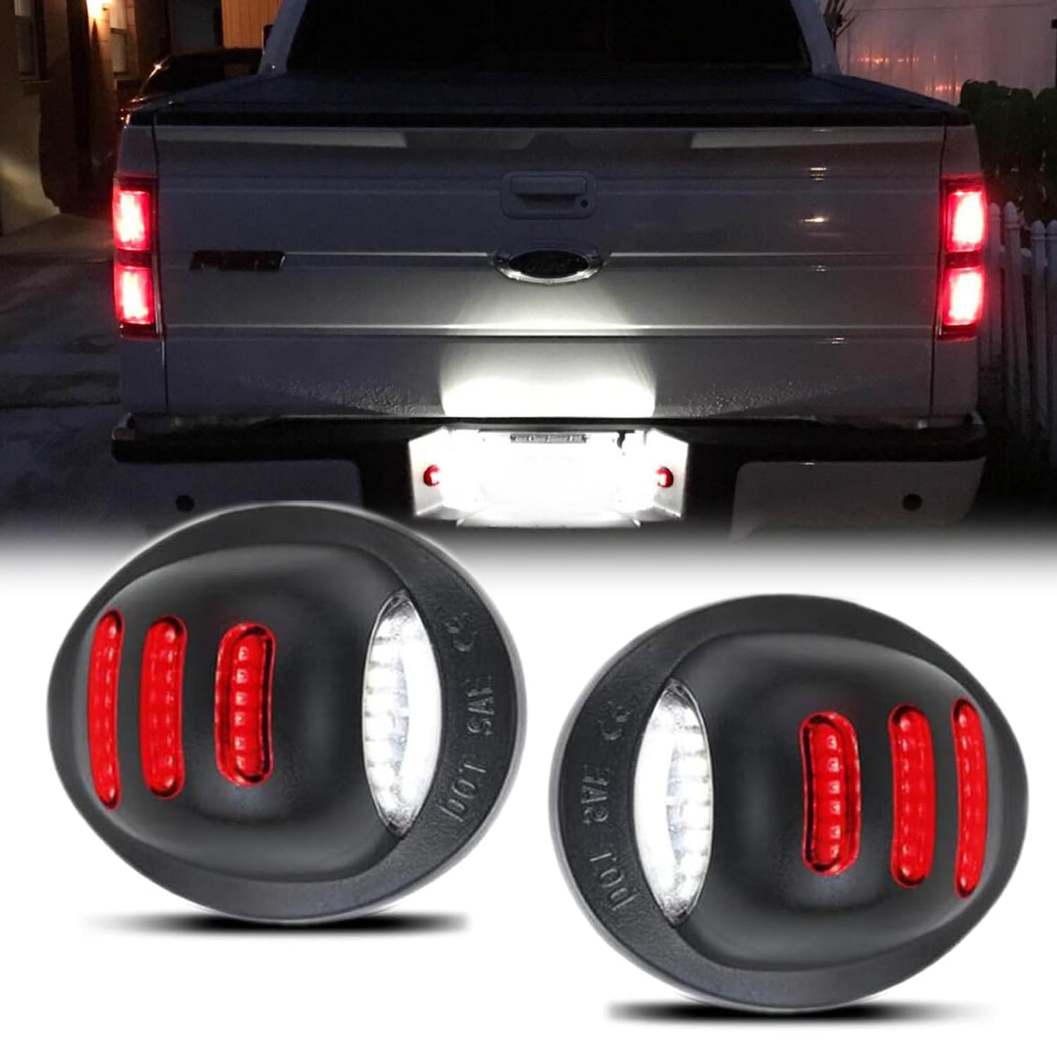 OneGas 2PCS Éclairages LED Plaque Immatriculation OLED Rouge Compatible Ford F-150 F-250 F-350 Super Duty