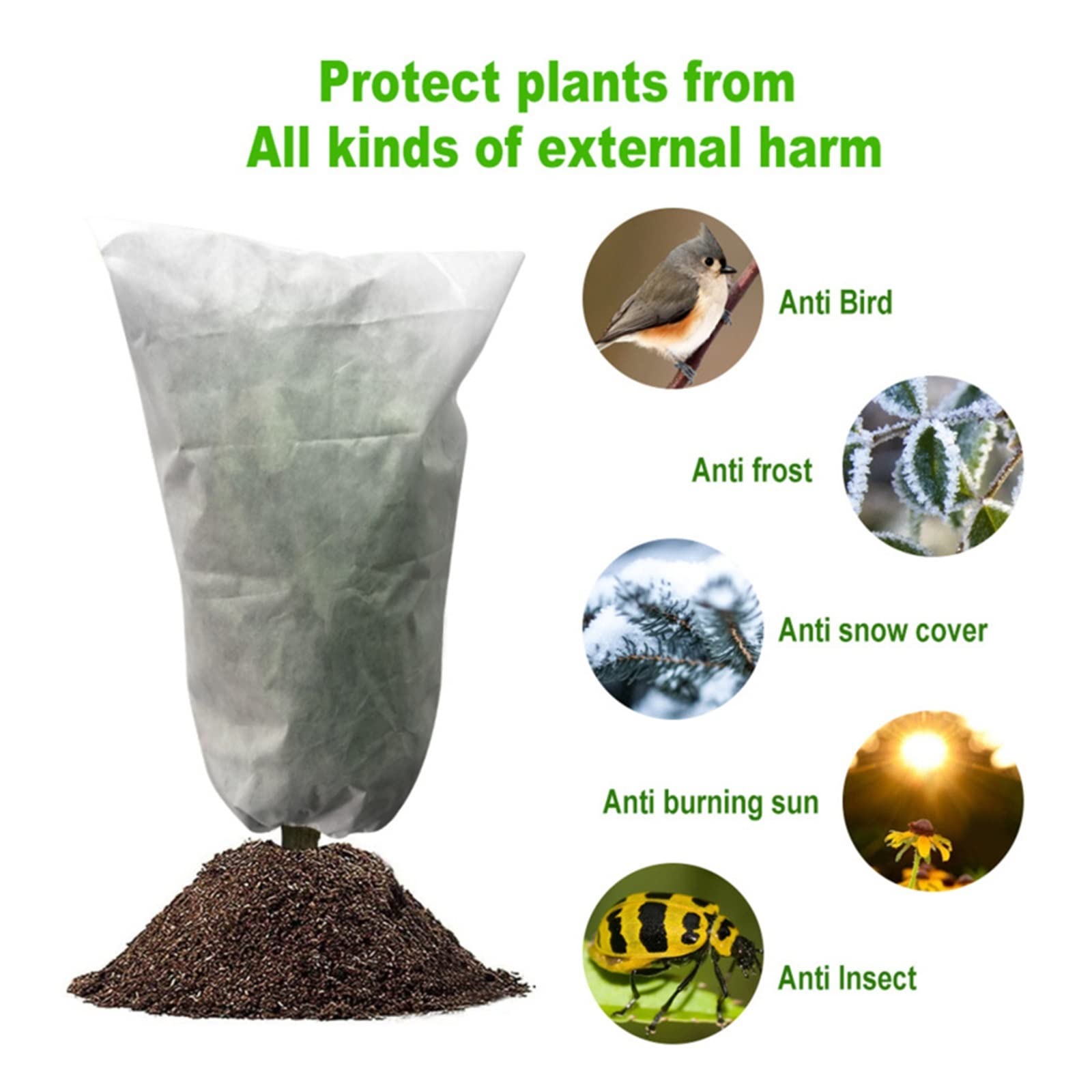 Copertura vegetale Coperture for piante con coulisse invernale Borse for coperture protettive for piante calde Coperta in tessuto antigelo Protezione for alberi da frutto Copertura in vaso for piante