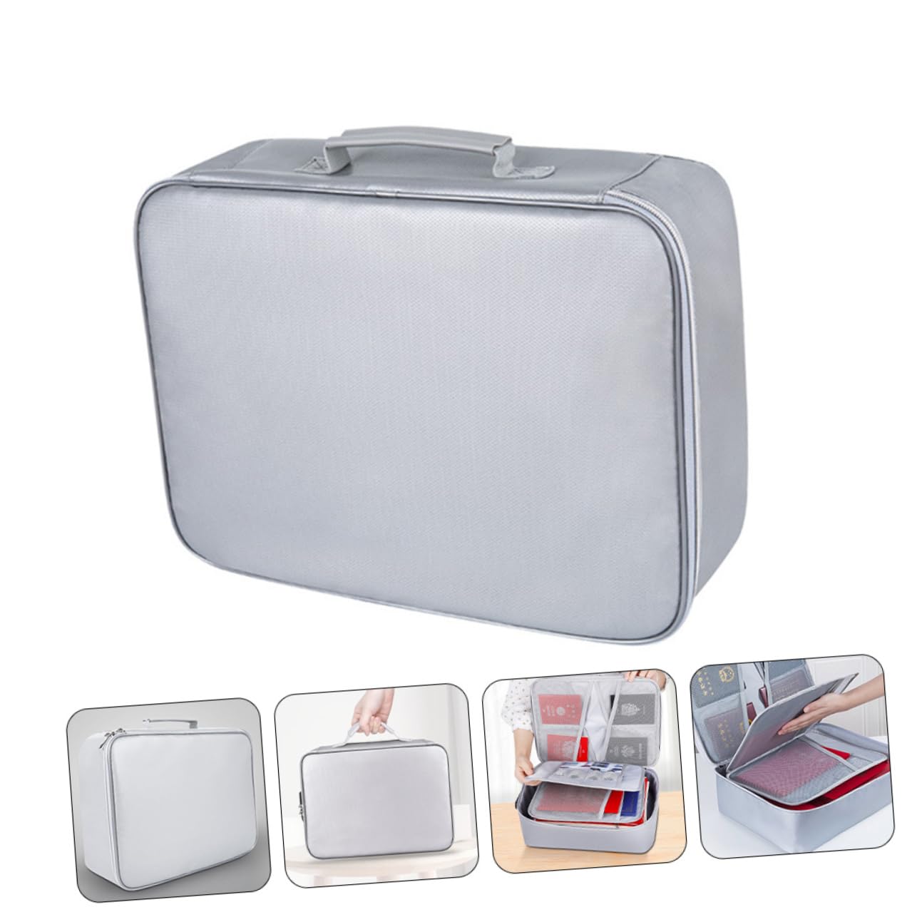 Borsa Porta Documenti Ignifuga e Grande Capacità di Fibra di Vetro con Chiusura Zip Liscia per Uso Ufficio e Scuola