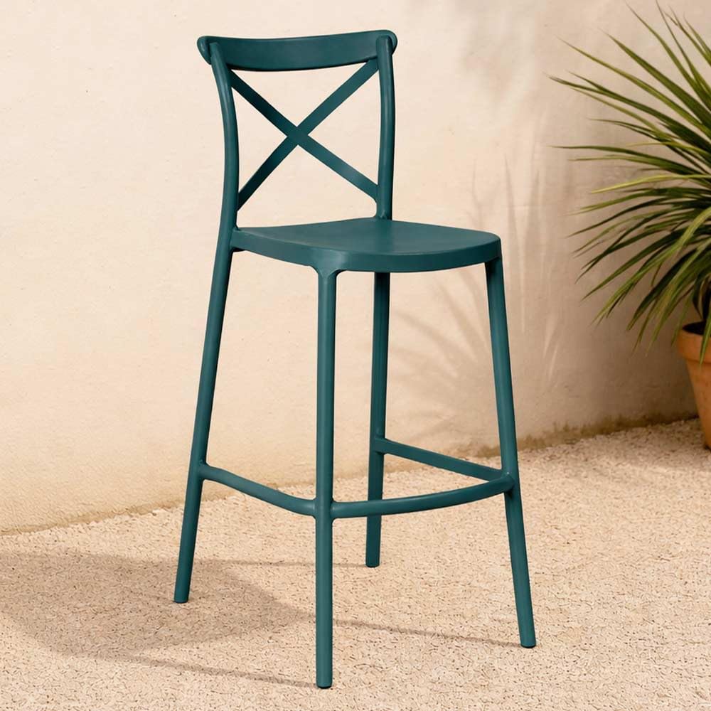 OKAFFAREFATTO MADDALONI Sgabello da bar in plastica polipropilene verde petrolio sprint h 75 cm
