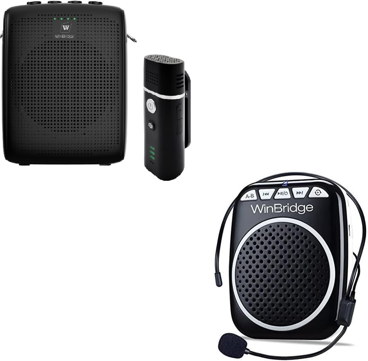 WinBridge Voice Amplifier Wireless Lapel and Wired Headset Microphone WB006 & WB001