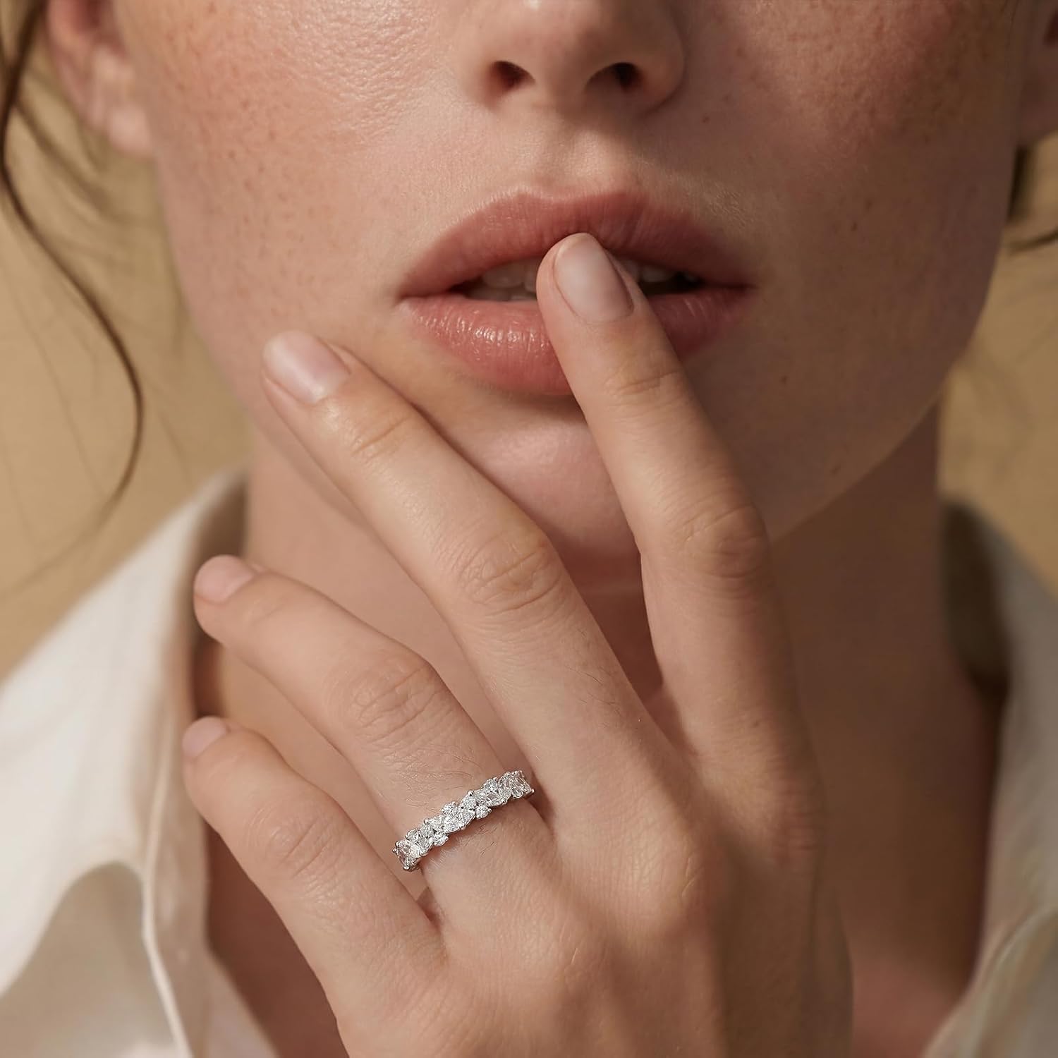 Lab Grown Diamond Wedding Bands for Women 1CT Marquise Engagement Ring D Color VS1 18K White Gold Plated Eternty Rings 925 Sterling Silver Size 5-10