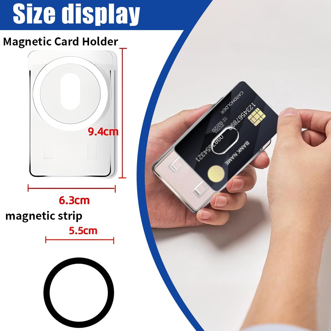 1 pcs Transparenter Magnetischer Kartenhalter, Kompatibel mit MagSafe, Kompatibel mit iPhone 15-12 Serie – Sichere Handy-Geldbörse, Langlebige, Kristallklar, Magnetischer Kartenhalter 2-Karten