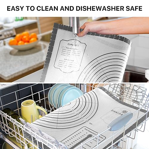 Image of Silicone Mat, 26 x 16inch Extra Large Non-stick Pastry Baking Mat with Measurement, Resuable Thick Cookie Sheet Counter Mat, Dough Rolling Mat, Oven Liner, Fondant /Pie Crust Mat