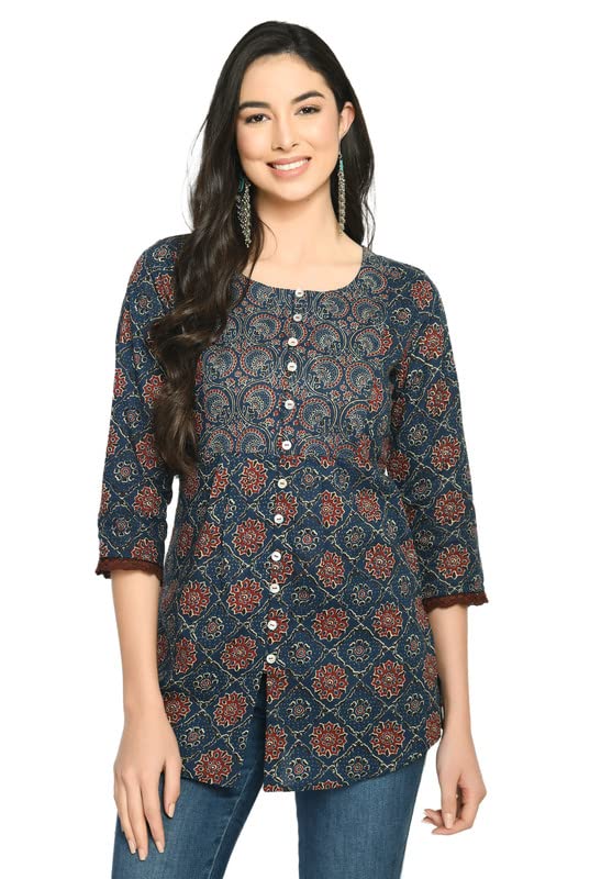 Meesan Women’s Beautiful Straight Cotton Short Kurti, Casual Wear Tunic, Office Wear offers donot miss