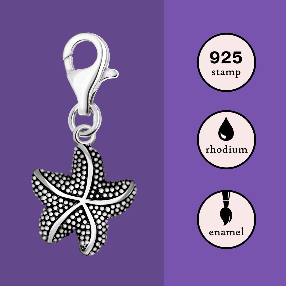 Quiges Donna Ciondolo Charm in Argento Animali Marini per Braccialetti di Charm e Bead