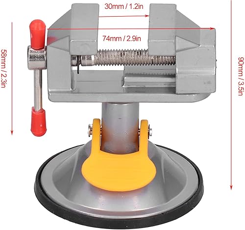 Miniatura 2 de Mini tornillo de banco de ventosa, 45 # acero universal 360 grados rotación taladro prensa tornillo herramienta de mano para vidrio escritorio metal