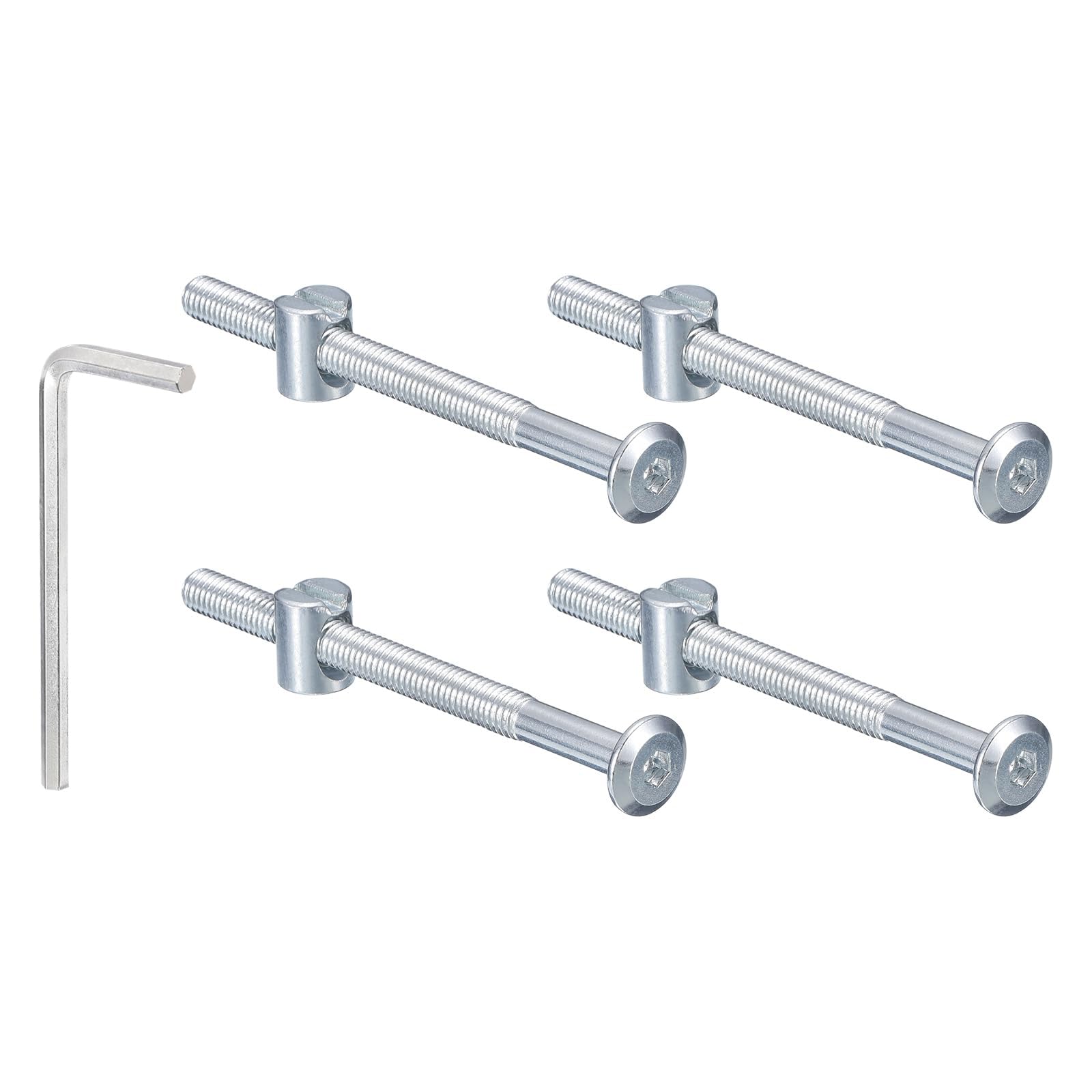 TA-VIGOR M6 x 80mm Hex Socket Head Furniture Bolts and Barrel Nuts Set, Bed Frame Connecting Screws with Wrench