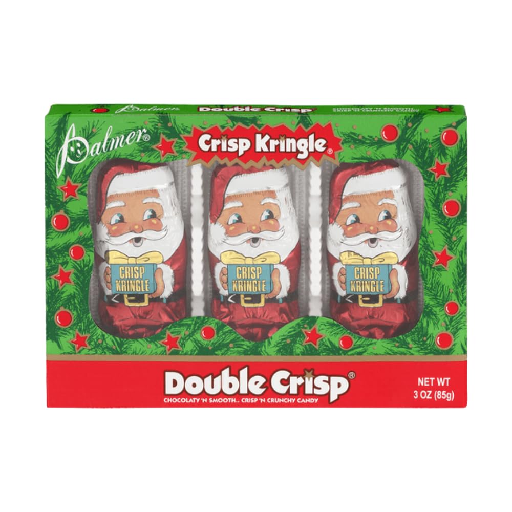 Palmer Crisp Kringle, Double Crisp Milk Chocolate Candy, Individually Wrapped Christmas Pieces, Making Candy Fun Since 1948 (Pack of 3)