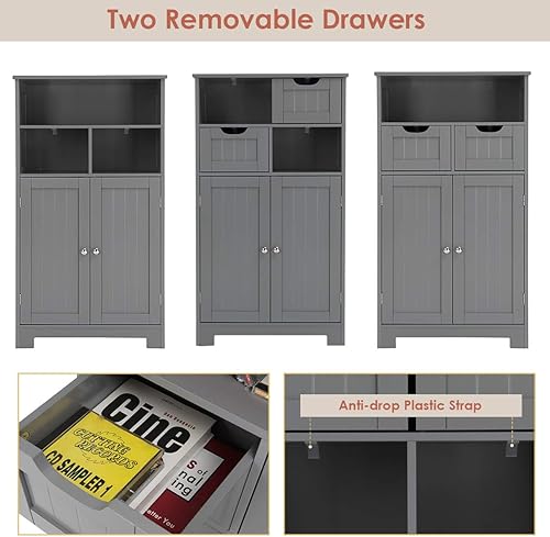 Miniatura 7 de GLACER Armario de suelo multifuncional, armario de baño con cajones extraíbles y estante ajustable para baño, sala de estar, cocina o entrada, 24 x