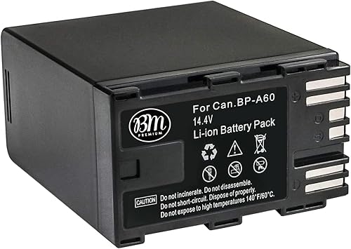 Miniatura 2 de BM Premium Paquete de 2 baterías BP-A60 y cargador de batería de doble bahía para cámaras Canon EOS C70, EOS C200, C200B, C220B, EOS C300 Mark II,