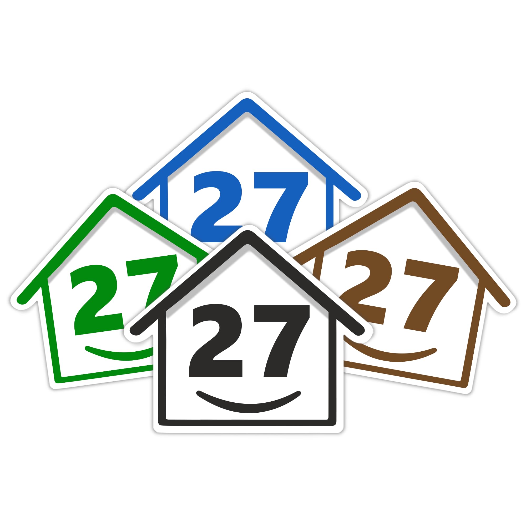 4 x Bin Numbers for Wheelie Bins, 1-99, 15cm ‘Happy House’ Colour Design Dustbin Stickers, Easy Application Stick On Number Stickers - Weatherproof Self Adhesive Vinyl – Blue, Black, Green, Brown (25) — view 70