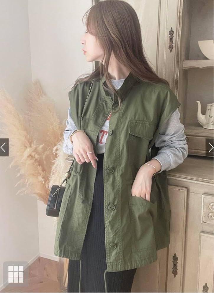 【未使用】AP STUDIO スタンドカラーミリタリーベスト ブラック スタンドカラーミリタリーベスト(ブラック) | COPINE