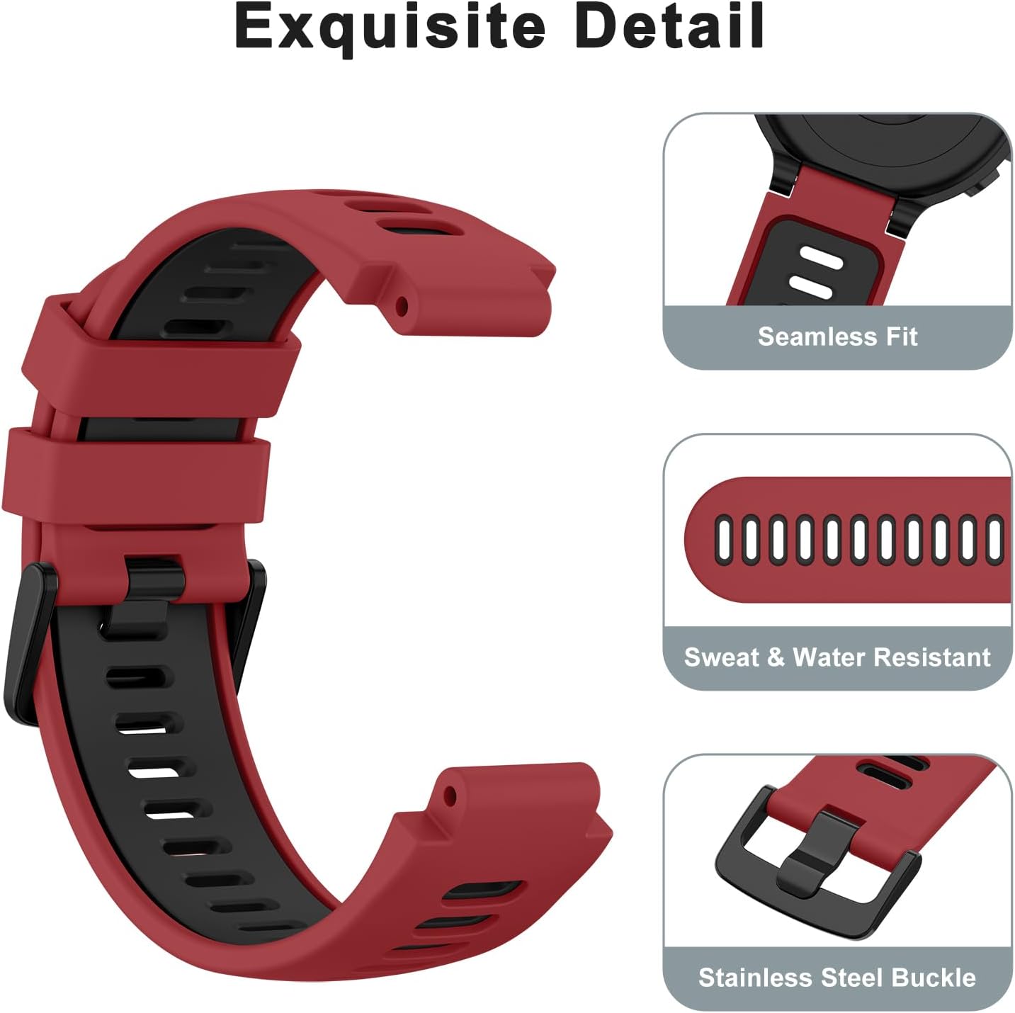 AK Silicone Watch Band Compatible with Forerunner 735XT / 235/235 Lite Soft Replacement Strap with Metal Buckle for 735xt/220/230/235/620/630