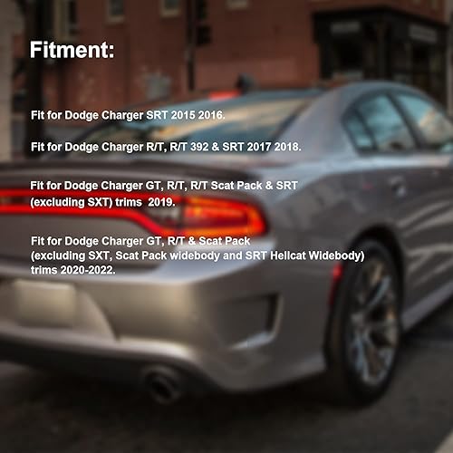 Miniatura 2 de 2 cenefas para parachoques trasero, delantal lateral para Dodge Charger 2015-2022 estilo V2, estilo fibra de carbono