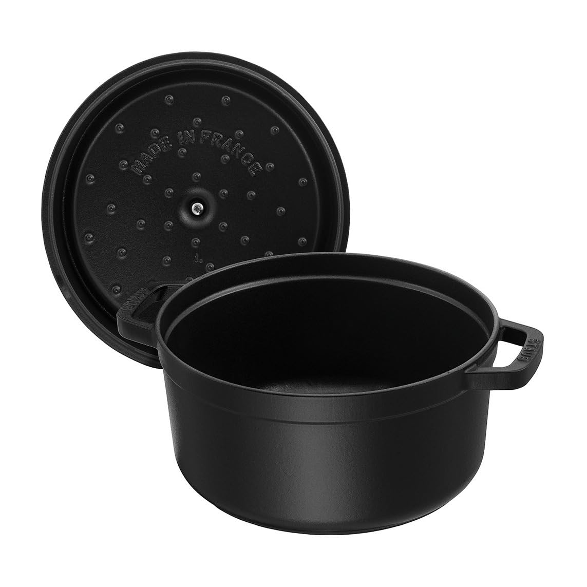 STAUB Cocotte en fonte, faitout tous feux dont induction, ronde, 24 cm, 3,8 L, Made in France, noir