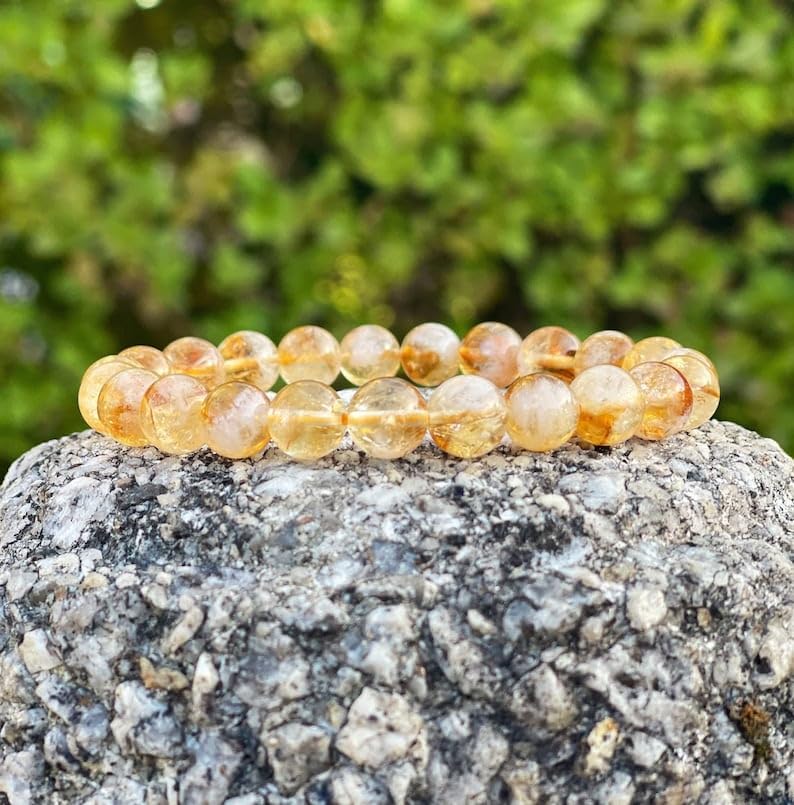 WWG Citrine Bracelet 8mm rondelle smooth 7inch Natural Gemstones Beaded Bracelets for Men Women Healing Crystal Stretch Beaded Bracelet Unisex2