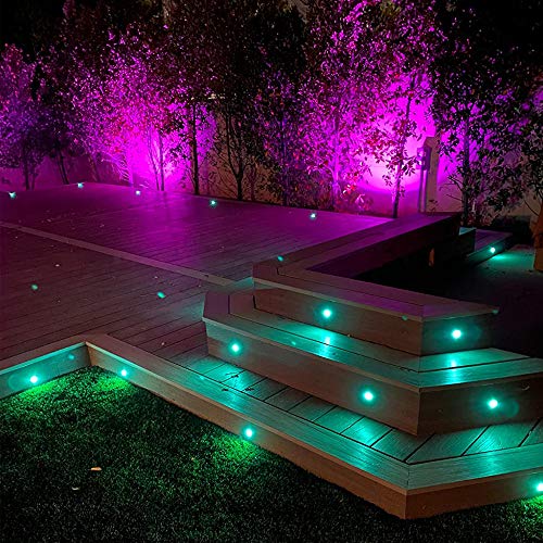 Fvtled Low Voltage Recessed Rgbw Deck Light, Φ1.22 Rgb & Warm White Stainless Steel Waterproof Outdoor Step Lighting In-Ground Landscape Pathway Patio Stair Decor Lamp, Black #TOP7