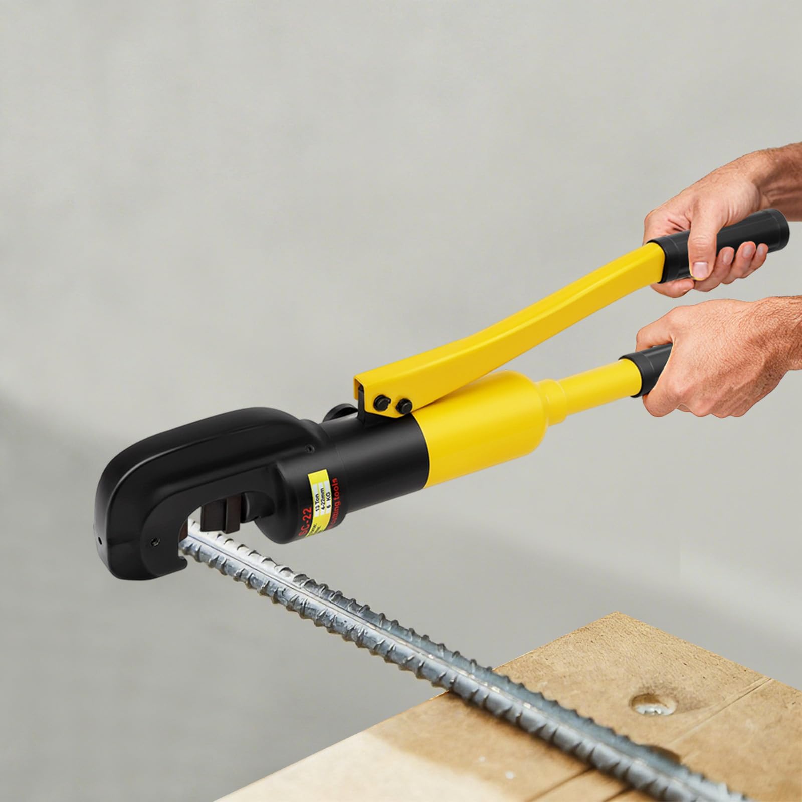 Hydrauliczny przecinak do sworzni, przenośny nóż zbrojeniowy 4-22 mm (22 mm) | Hydrauliczny nóż do cięcia prętów ze skrzynką narzędziową, nóż do cięcia stali budowlanej dla budownictwa i przemysłu