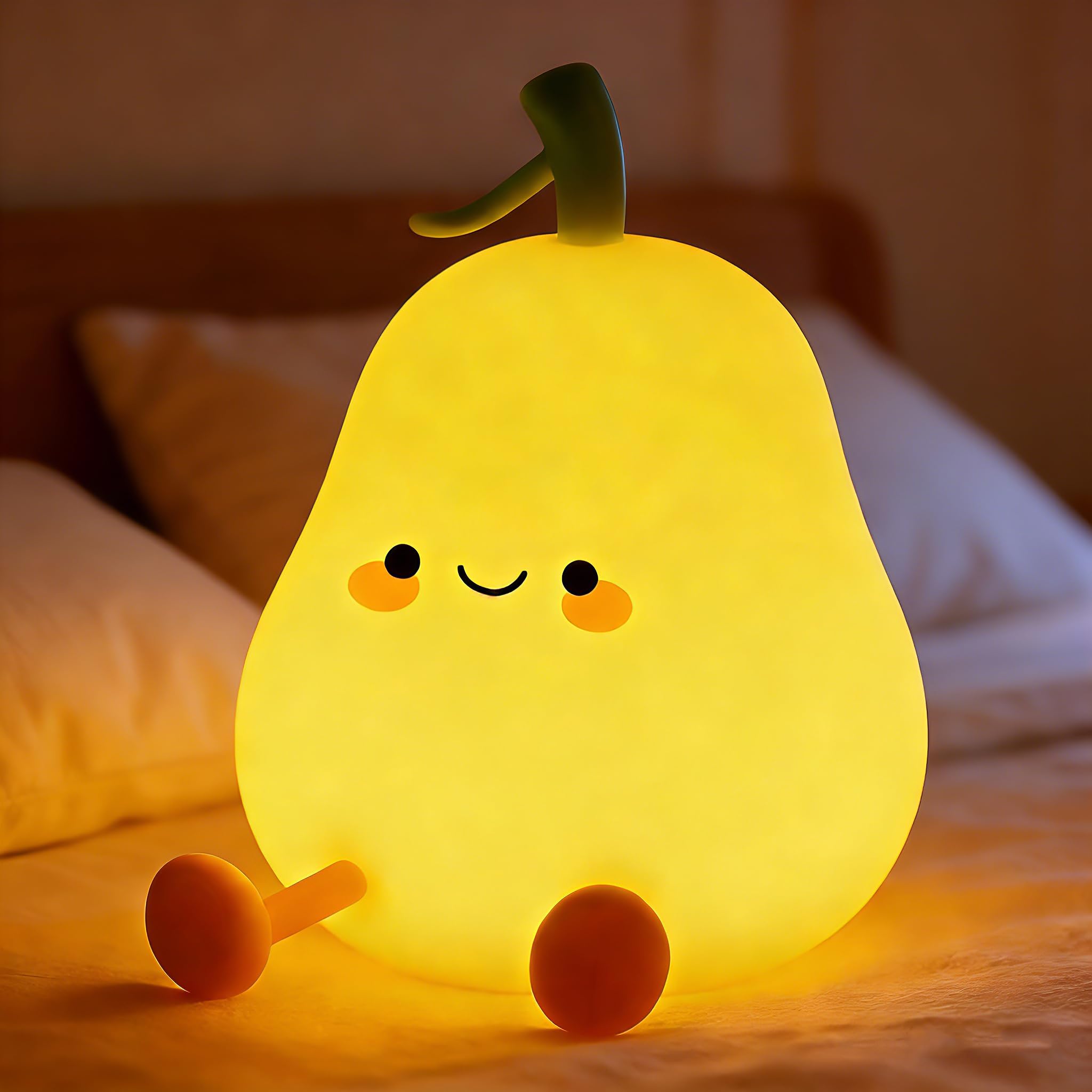 Luz nocturna de pera para niños, luces nocturnas de guardería, lámpara táctil de noche, bonita luz nocturna de silicona para bebé pequeño, 3 niveles regulables, lámparas de noche suaves