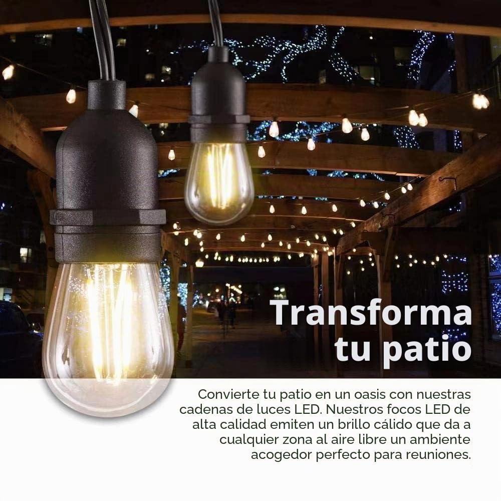 m MU Guirnalda Luces Exterior LED 15(3 * 5) Metros 30 Portalámparas Para LED E27 Negro Cable Impermeable Extensible Hasta 1000W IP54 Exterior Jardín Boda [Clase de eficiencia energética: A]