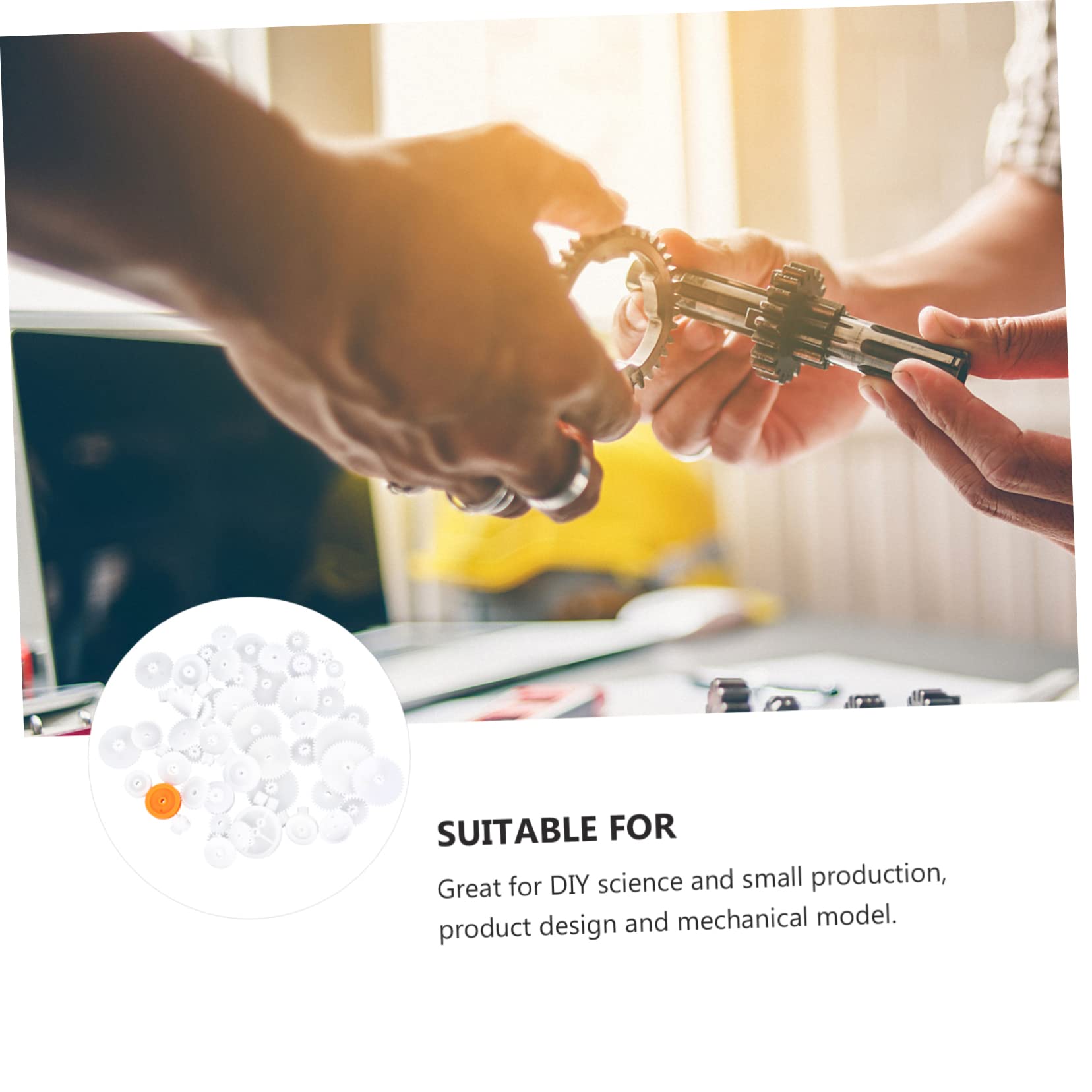 FAVOMOTO 64pcs Plastic Gear Set Robotic Car Toy DIY Kit Worm Crown Double Single Gears Belt