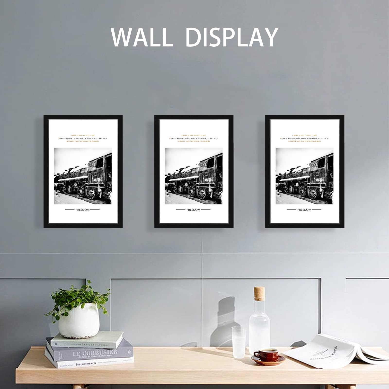 wyewye cornice 30 x 40 cm in legno, fotogramma bianco nero motivo stampato 30 x 40 cm / 20 x 28,7 cm, illustrazione, certificato in vetro acrilico